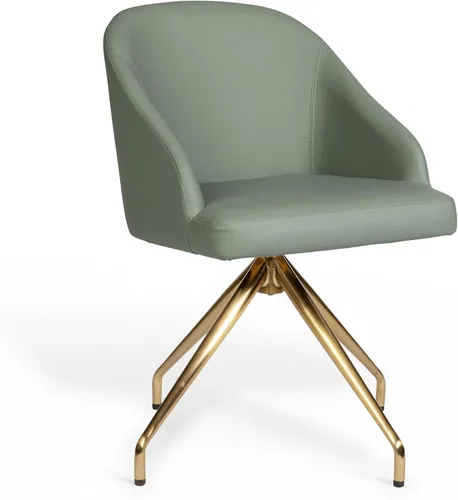 Vista 15 de Martha Stewart Sora Silla de Trabajo Giratoria Fija con Brazos Inclinados para Oficina en Casa en Tela Conch Shell con Marco de Latón Pulido