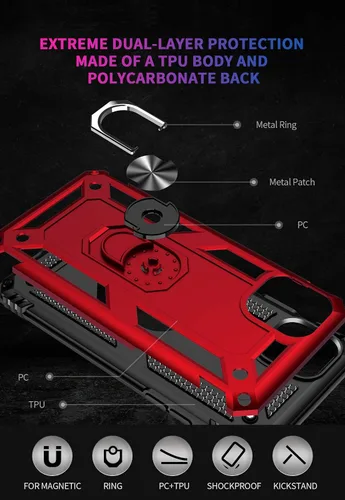 Vista 6 de MXX Funda hecha para iPhone 11 Pro Max, de grado militar, a prueba de golpes, funda resistente de doble capa de PC/TPU