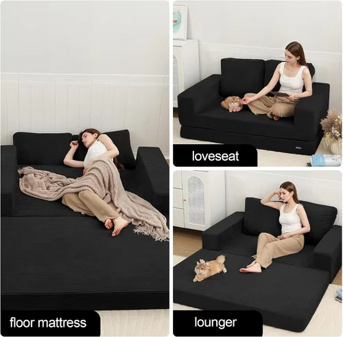 Vista 5 de COMAX Sofá cama futón, sofá cama convertible, sofás plegables sin hueso