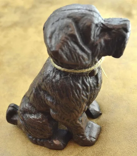 Vista 2 de Lulu Decor, Tope de puerta de perro de hierro fundido, topes decorativos para puerta, escultura, estatua de perro (4.50 libras, negro)