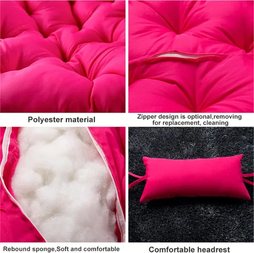 Vista 6 de Papason - Cojines para silla colgante, cojín de asiento oscilante, suave y esponjoso, agradable a la piel, para patio, jardín, color blanco, 40