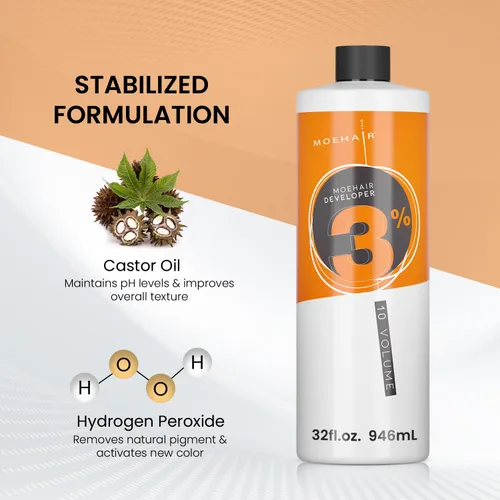 Vista 2 de MOEHAIR Desarrollador de color para el cabello 3% de peróxido de hidrógeno, revelador de crema de 10 volúmenes para teñir y decolorar el cabello