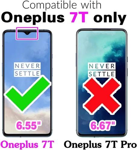 Vista 2 de Asuwish Funda de teléfono para OnePlus 7T con cubierta protectora de pantalla de vidrio templado y accesorios para celda, funda delgada y suave