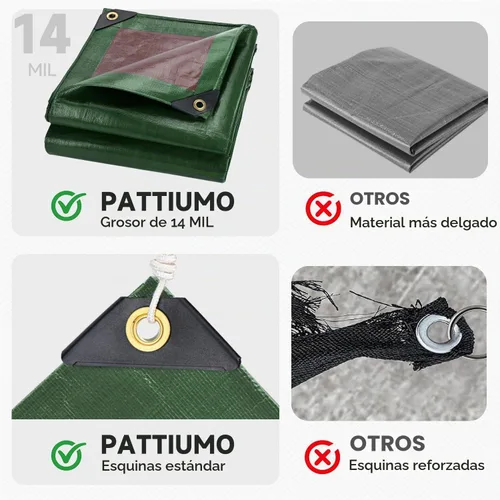 Vista 6 de Lona impermeable resistente, 8 x 10 pies, 14 mil, cubierta multiusos