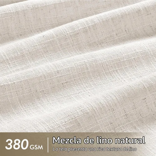 Vista 4 de MIULEE Cortinas de lino gruesas con pinzas plegadas de 96 pulgadas de largo, 2 paneles para sala de estar y dormitorio, cortinas de ventana Natural