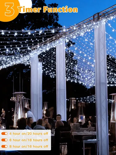 Vista 4 de Guhope - Luces de Navidad 600LED 98 pies, luces de cadena impermeables para exteriores con control remoto y temporizador, 8 modos de luces de hadas