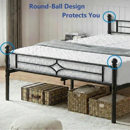 Vista 6 de Susalt - Base de cama metálica tamaño individual de 14 pulgadas con cabecero/Base de colchón resistente y de trabajo pesado/No necesita