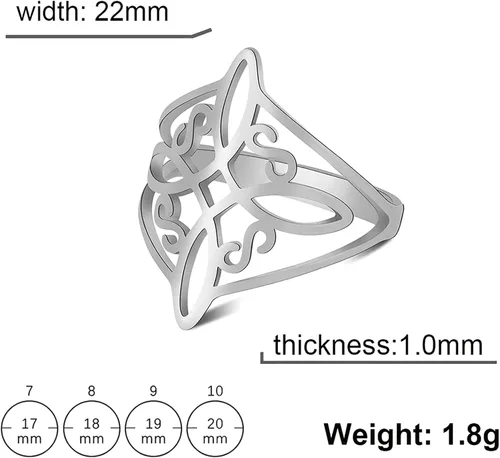 Vista 35 de UNIFT Anillo de nudo de bruja para mujer, acero inoxidable, celta, cuaternario, Wicca, estilo geométrico, anillo de nudo de brujería, amuleto