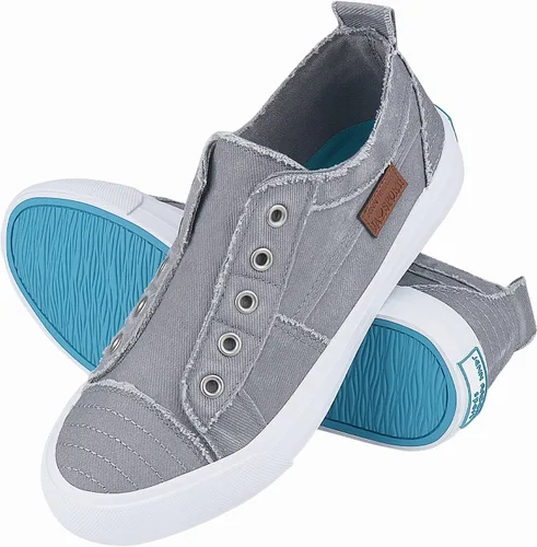 Vista 3 de JENN ARDOR Tenis de moda para mujer, bajos, hechos de tela sin cordones, fáciles de poner