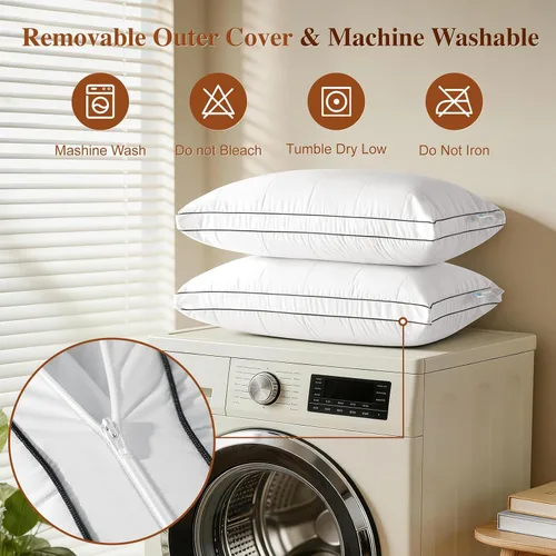 Vista 9 de LIANLAM Almohada de plumón de ganso ajustable de 3 capas, tamaño estándar, almohada modular de altura personalizada con tela de enfriamiento, 80%