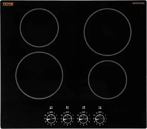 Vista 10 de VEVOR Placa de cocina eléctrica de cerámica, estufa eléctrica empotrada, con panel de vidrio, control de perilla, 11 niveles de calor, para diversos