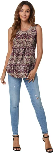 Vista 4 de SUNNEGOO Camiseta sin mangas para mujer, plisada, holgada, casual, holgada, tipo túnica, para el verano