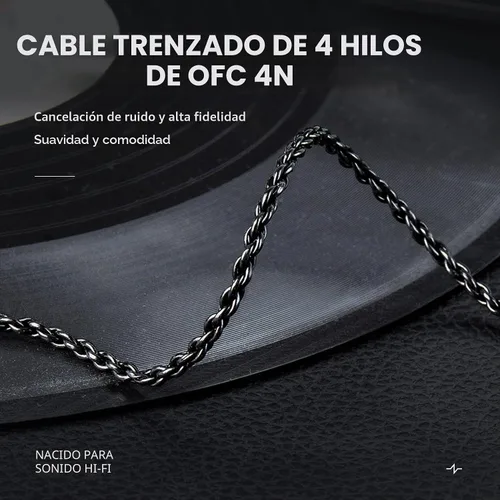 Vista 4 de Cable IEM de 2M 2 pines, cables de auriculares de 2 metros de largo con cable de extensión de auriculares chapado en plata compatible con Moondrop