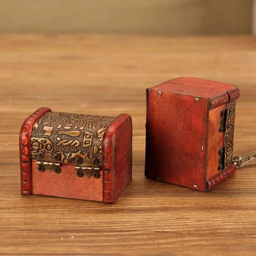 Vista 7 de OBTANIM Cajas de joyería pequeñas vintage, caja de almacenamiento de madera hecha a mano de 3 pulgadas con cerradura de metal, caja de regalo