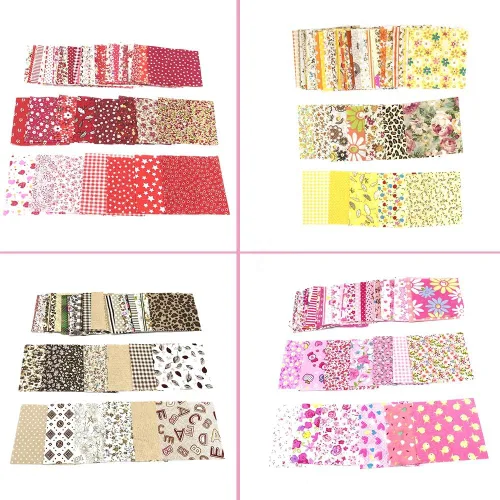 Vista 3 de 50 piezas de tela de algodón floral de 3.9 x 3.9 in, paquete de acolchado de costura, cuadrados, pelusas de retazos, bricolaje, álbum de recortes