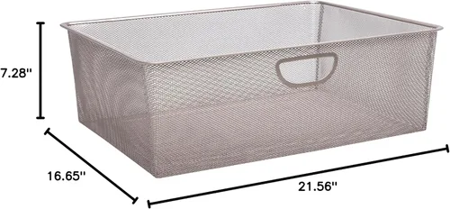 Vista 2 de Closet Culture - Cesta de malla de alambre, cesta extraíble para sistemas organizadores de armario, 22 pulgadas, acabado de níquel champán
