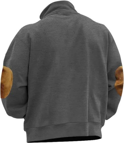 Vista 3 de YNGWIAO Men'S Autumn And Winter Fashion Half Standing Neck Zippered Cotton Sweater Pullover Sweatshirt Long Sleeve