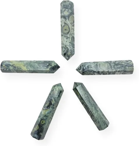 Vista 4 de GEMSCITE 5 lápices de aventurina azul, puntos curativos de cristal para hacer joyas, collares, envoltura de alambre, colgante, rejillas de cristal