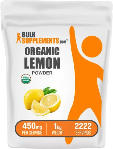 Vista 6 de BulkSupplements. com Polvo de limón orgánico – Fuente natural de vitamina C, fruta en polvo, sabor a limón – Sin gluten, 450 mg por porción, 17.64