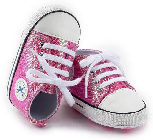 Vista 3 de Zapatos deportivos de lona de lona para bebés y niñas, suela antideslizante suave, suela antideslizante