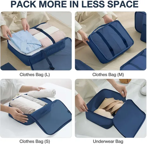 Vista 4 de Cubos de embalaje para maletas, cubos de embalaje con bolsa de zapatos, bolsa de cosméticos, bolsa de ropa, bolsas de accesorios, cubos de embalaje