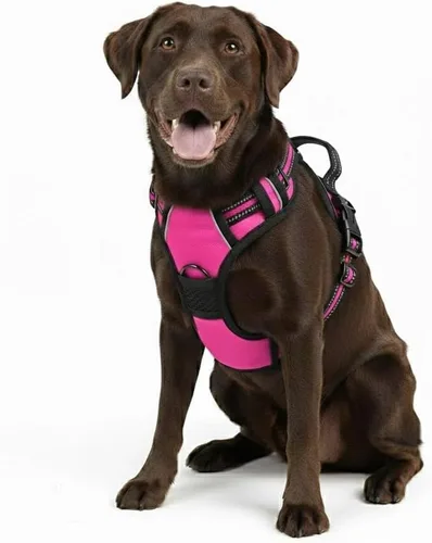 Vista 24 de Arnés para perro sin tirones, arnés reflectante cómodo ajustable con mango de fácil control delantero y trasero, acolchado suave para mascotas