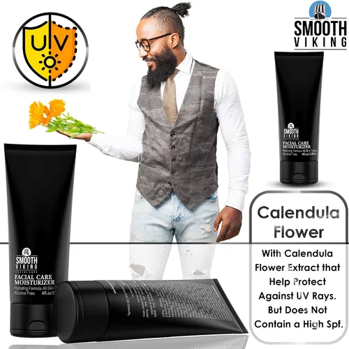 Vista 6 de Smooth Viking - Hidratante facial para hombre, loción facial hidratante diaria, 4 onzas, crema facial sin alcohol para pieles sensibles, secas