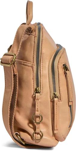 Vista 6 de American Leather Co. Cleveland - Mochila mediana para mujer, color beige, 100% piel auténtica, elegante mochila de tamaño mediano con detalles