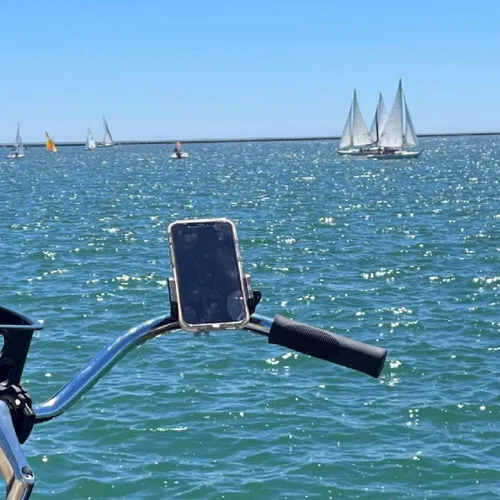 Vista 8 de BiKase Práctica abrazadera para teléfono, soporte de teléfono resistente para bicicleta, ajuste universal, ideal para manillares, bicicletas