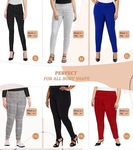 Vista 4 de Hybrid & Company Leggings elegantes de oficina para mujer, pantalones ajustados con estampado