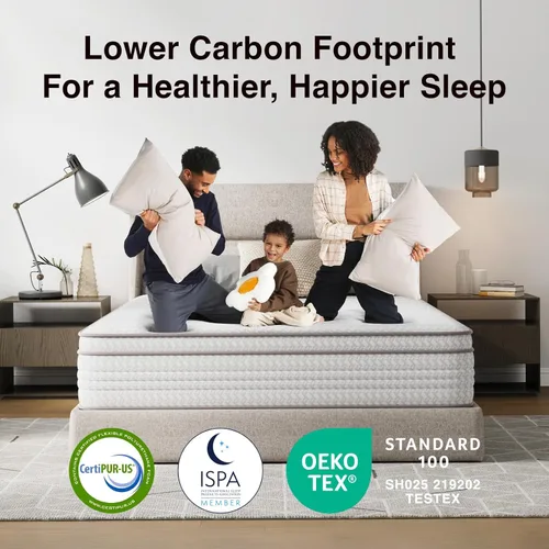 Vista 7 de Novilla - Colchón tamaño matrimonial de 12 pulgadas, en caja con resortes de bolsillo Smarts™ para aliviar la presión, colchón híbrido de espuma