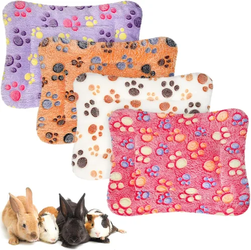 Vista 20 de Haull - Juego de ropa de cama impermeable de conejillo de indias, suave para perro y gato, tapete de felpa para jaula de animales pequeños, conejo