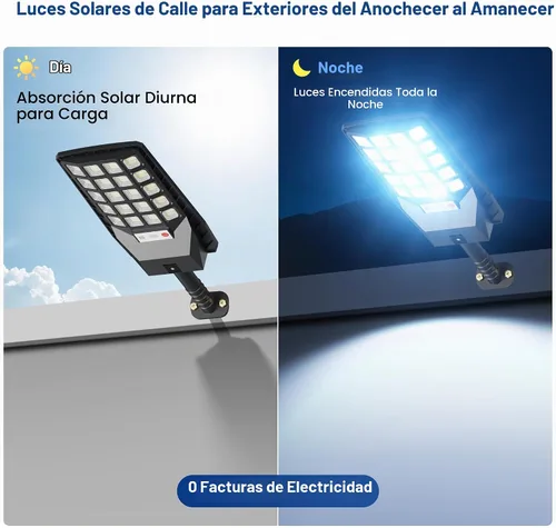 Vista 3 de WYWNA Luces solares para exteriores, gran angular IP66 Luz de calle solar impermeable