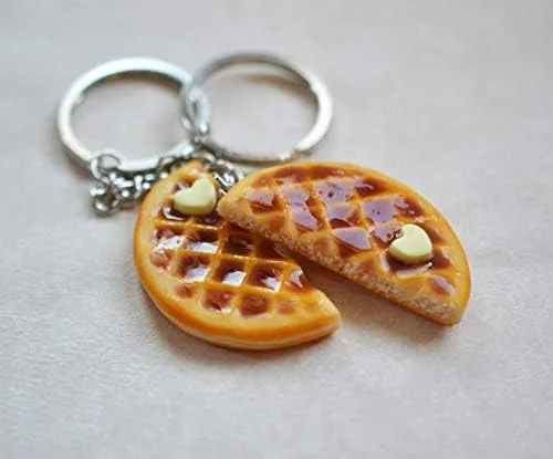 Vista 2 de Juego de llaveros Waffle BFF Best Friend, llaveros de amistad