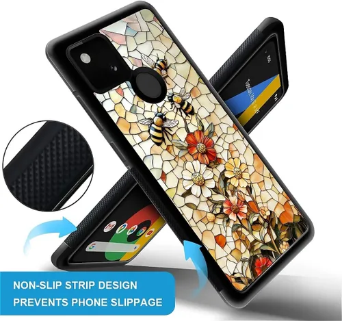 Vista 4 de Compatible con Google Pixel 4A 5G Mobile Case Creative Acrylic Back Panel Silicona Edge Case Slim Protección Especialmente para Google Pixel 4A 5G