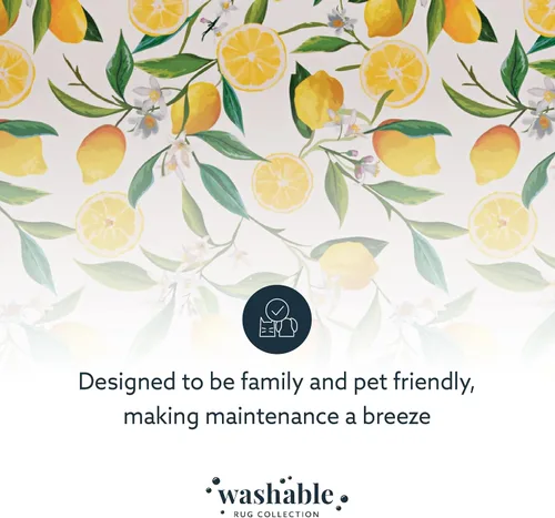Vista 15 de Linon The Anywhere - Alfombra lavable Wesley marfil/amarillo, 5 x 7 pies Wesley Marfil y Amarillo