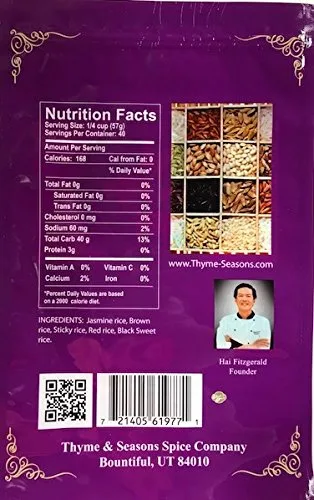 Vista 2 de Thyme & Seasons Mezcla de arroz morado - Negro, Cargo, jazmín y arroz dulce - 5 libras.
