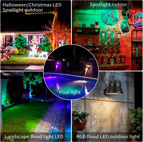 Vista 7 de Luces inteligentes para exteriores, luces de patio trasero de 15 W con enchufe de EE. UU., control de aplicación de 12 V, focos