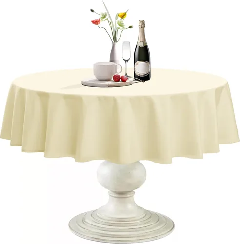 Vista 27 de Softalker Mantel Redondo, Impermeable y Resistente a las Manchas, Mantel de Tela Sin Arrugas, Lavable, Poliéster de 210GSM, Cubierta de Mesa