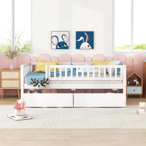 Vista 22 de Harper & Bright Designs - Cama infantil individual con barandillas