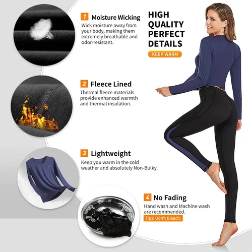 Vista 5 de HiZiTi Ropa interior térmica para mujer conjunto de pantalones largos con forro polar de capa base