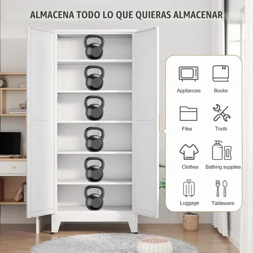 Vista 3 de GAIOUS Gabinete de despensa de 75.2 pulgadas de alto, gabinete de Blanco