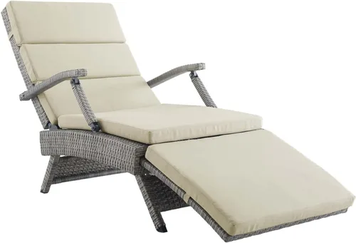 Vista 6 de Modway Envisage - Tumbona de mimbre para patio al aire libre, color gris claro y beige