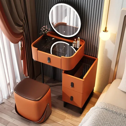 Vista 19 de Vanity Desk with Mirror and Drawers, White Vanity with Mirror, Wooden Makeup Desk for Bedroom Dressing Room, with Adjustable Brightness Mirror,Dark