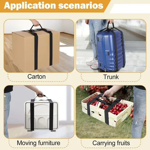 Vista 5 de Correa de transporte con asa, cinturón de mano para mover y levantar cajas pesadas de forma segura, cinturón ajustable, correas de transporte