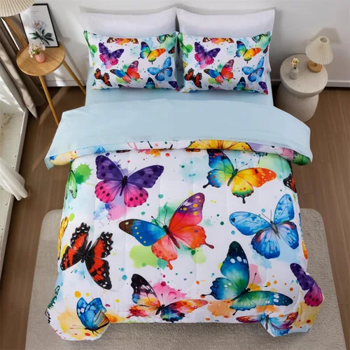 Vista 15 de NTBED Juego de edredón individual de unicornio con sábanas, juego de ropa de cama individual de 5 piezas para niñas, microfibra ligera, arcoíris