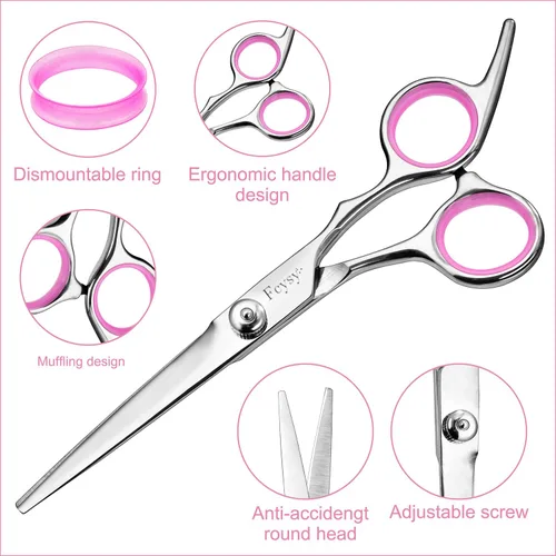 Vista 3 de Fcysy Tijeras profesionales de corte de pelo de 6 pulgadas, tijeras de peluquería con peine, tijeras de pelo de salón para hombres, mujeres