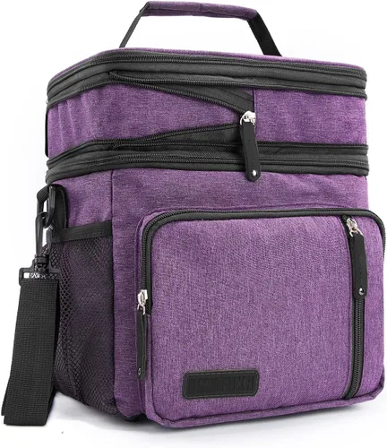 Vista 12 de Bolsa de almuerzo con compartimento doble/para mujer, con aislamiento para el almuerzo, 2 espaciosas, grandes, reutilizables, resistentes al agua