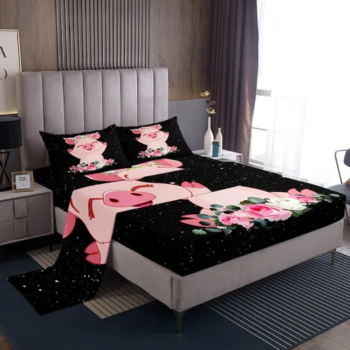 Vista 60 de Erosebridal Juego de sábanas con diseño de gato tamaño individual, sábana encimera Kawaii Garfield para niños y niñas, sábanas con huellas de patas