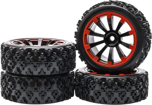 Vista 8 de Paquete de 4 ruedas y neumáticos hexagonales RC todoterreno de 0.472 in de alto rendimiento - Neumáticos RC a escala 1/10 mejorados para una